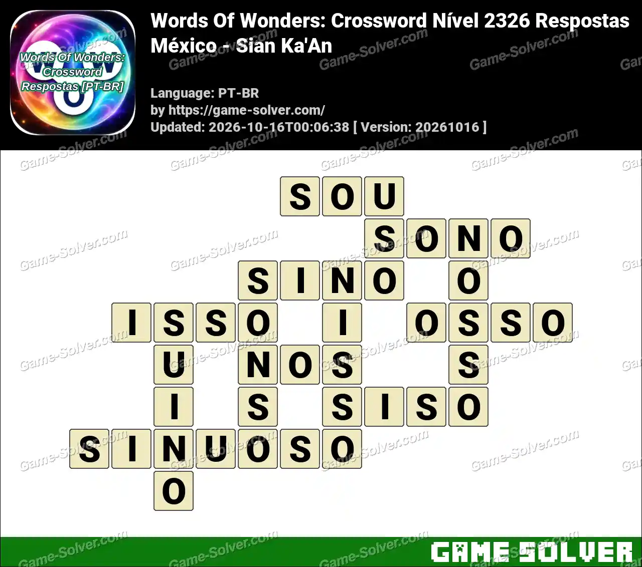 Words Of Wonders: Crossword Nível 2326 Respostas – México – Sian Ka’An